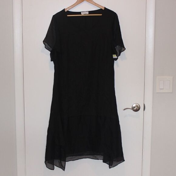 NEW Estelle Black shadow v neck Short Sleeve Dress Women. 2x - Picture 2 of 13
